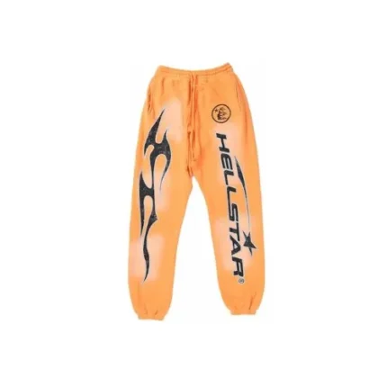 Hellstar Fire Orange Elastic Bottom Sweatpants