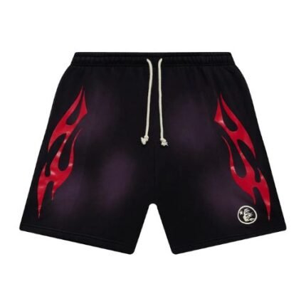 Hellstar Flame Purple Shorts Bold Streetwear Style